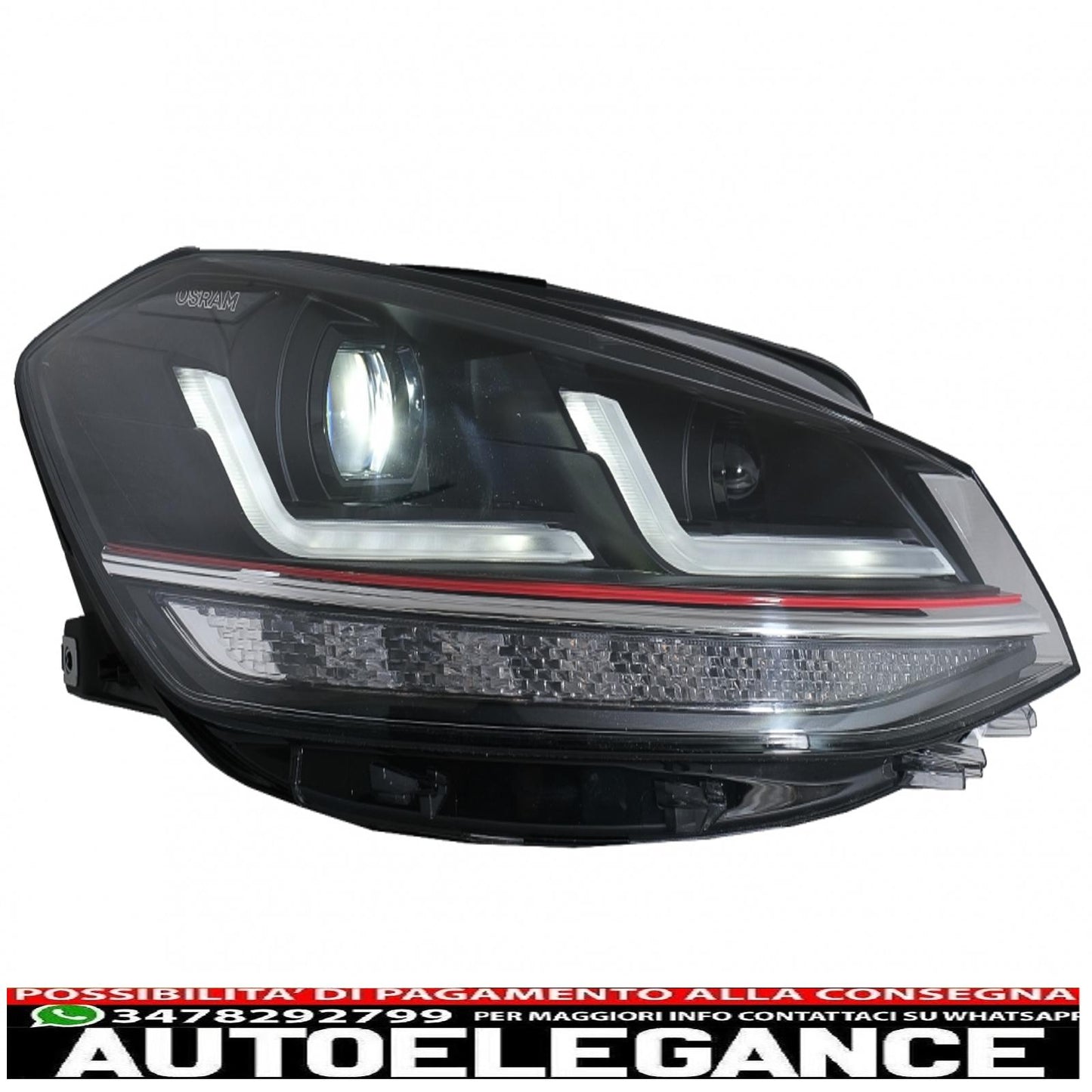 osram full led ledriving headlights suitable for vw golf 7.5 facelift (2017-2020) gti look upgrade for halogens with dynamic sequential cornering lights