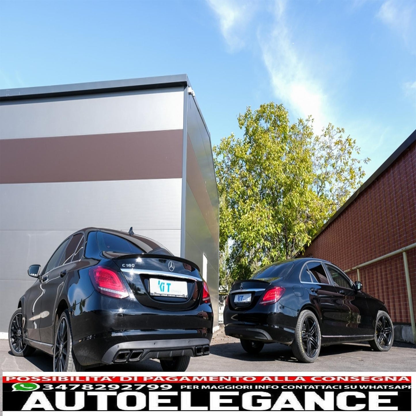 trunk spoiler suitable for mercedes c-class w205 (2014-2020) glossy black