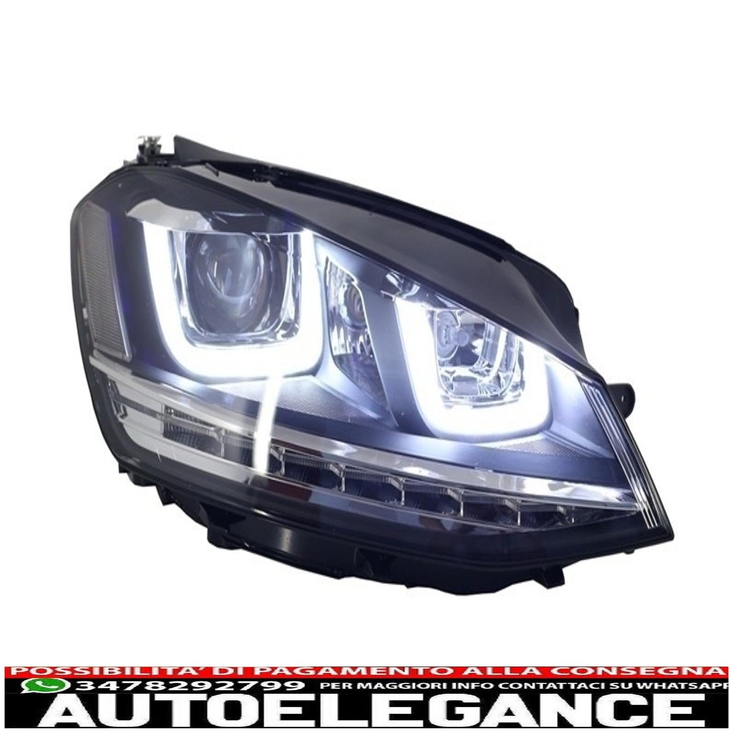 right led headlights dynamic sequential direction lights with central grille suitable for vw golf 7 vii (2012-2017) r-line design chrome inserts