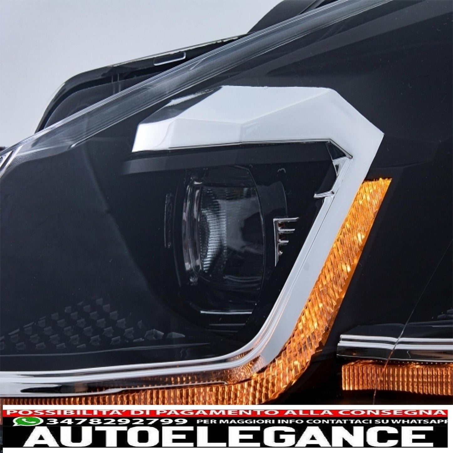 LED headlights and taillights suitable for vw golf 6 vi (2008-2013) with facelift g7.5 silver look dynamic and smooth sequential cornering lights with left hand drive