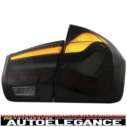 conversione dei fanali posteriori oled al design m4 adatti per bmw serie 3 f30 pre lci e lci (2011-2019) f35 f80 fumo rosso con luci di svolta sequenziali dinamiche AUTOELEGANCERICAMBI