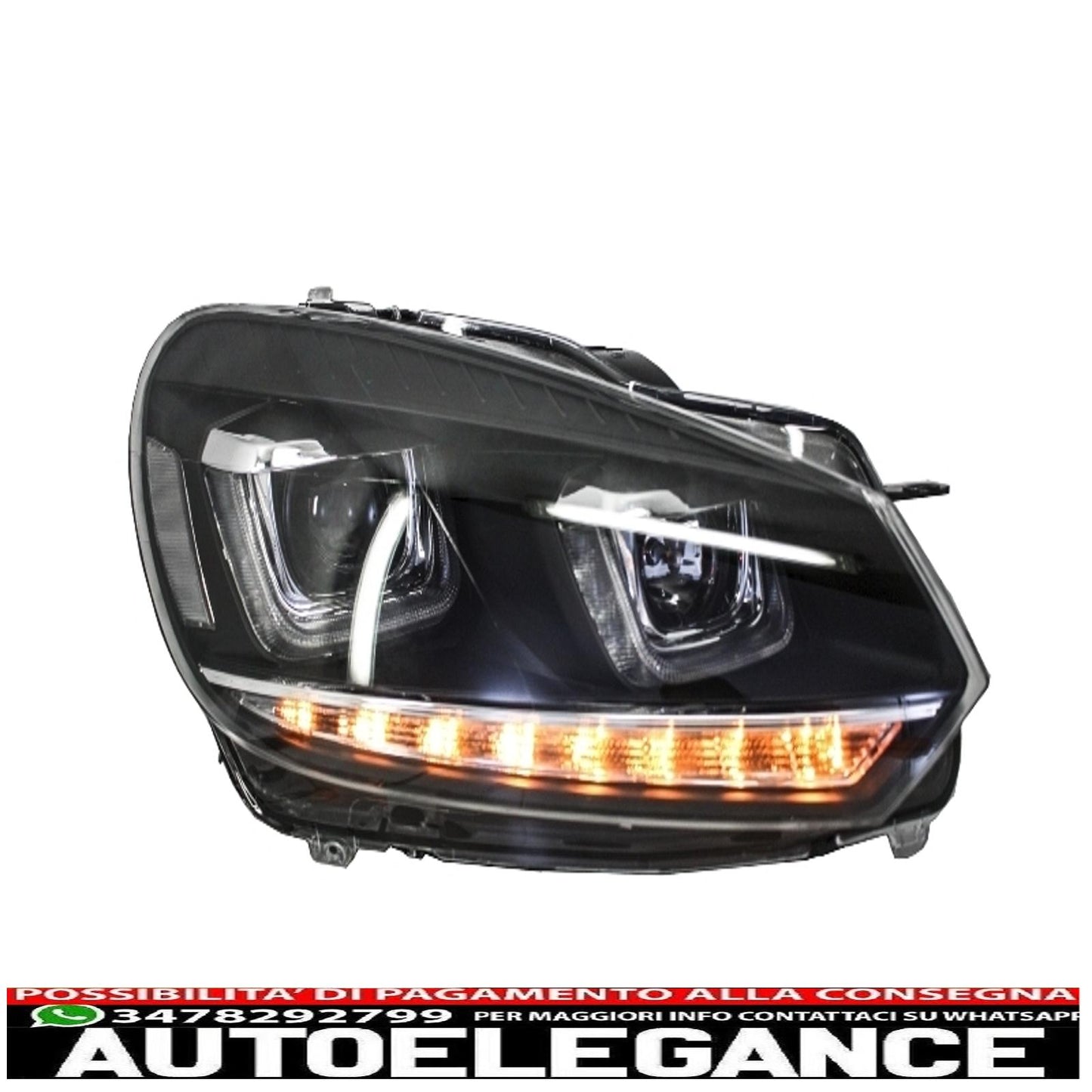 headlights suitable for vw golf 6 vi (2008-2013) golf 7 3d led drl u-design led chrome fluid cornering light 