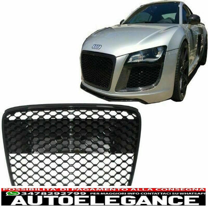 griglia anteriore adatta per audi r8 (2007-2012) a nido d'ape nero pianoforte