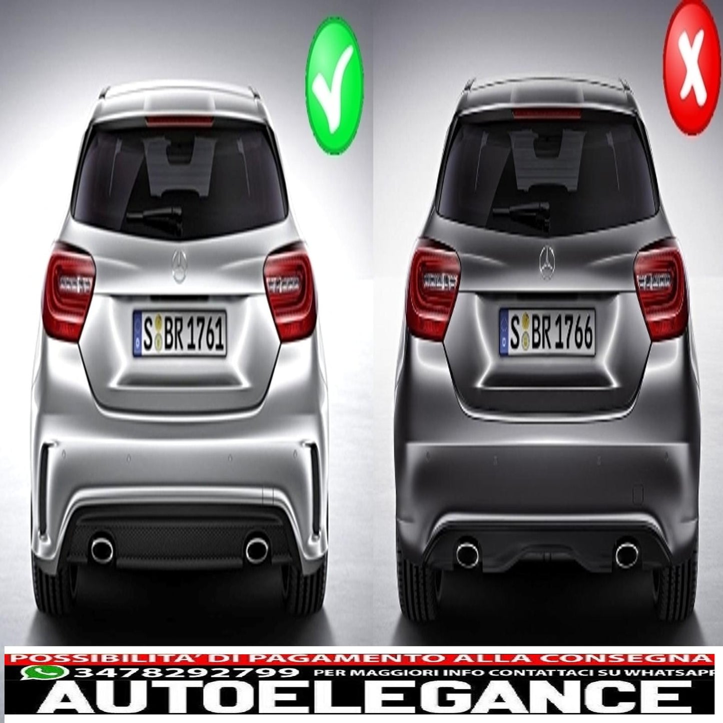 Rear Diffuser and Exhaust Tips Package Suitable for Mercedes A-Class W176 (2012-2018) Sport Pack 