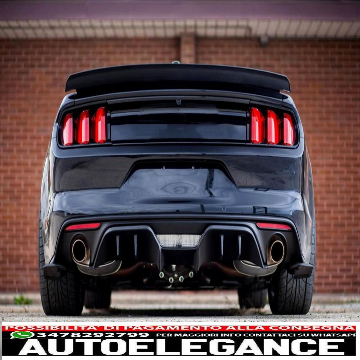 diffusore paraurti posteriore adatto per ford mustang mk6 vi sesta generazione (2015-2017) rtr design nero opaco