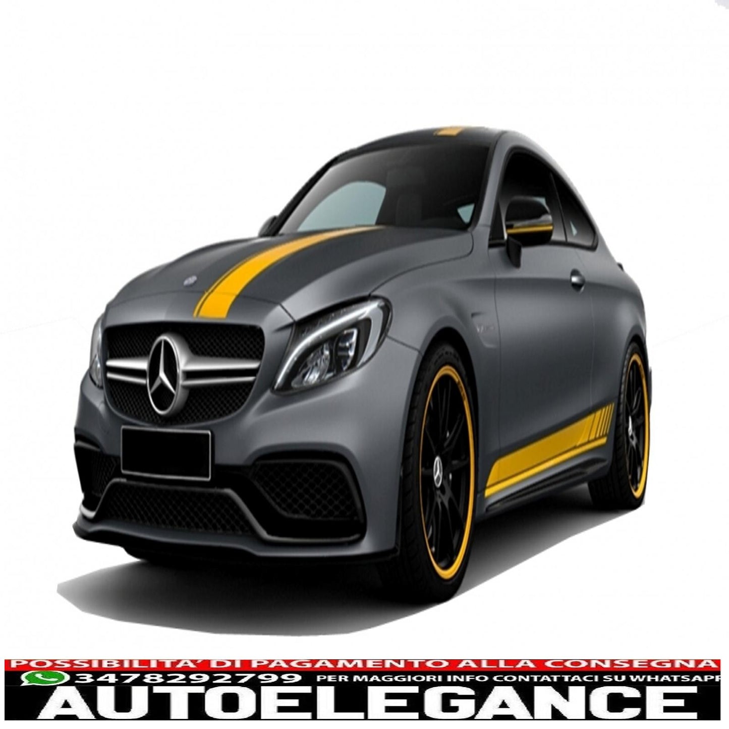 Set of side and top hood roof tailgate decals stickers, matt yellow, suitable for mercedes c205 coupe a205 cabriolet (2014-up) 