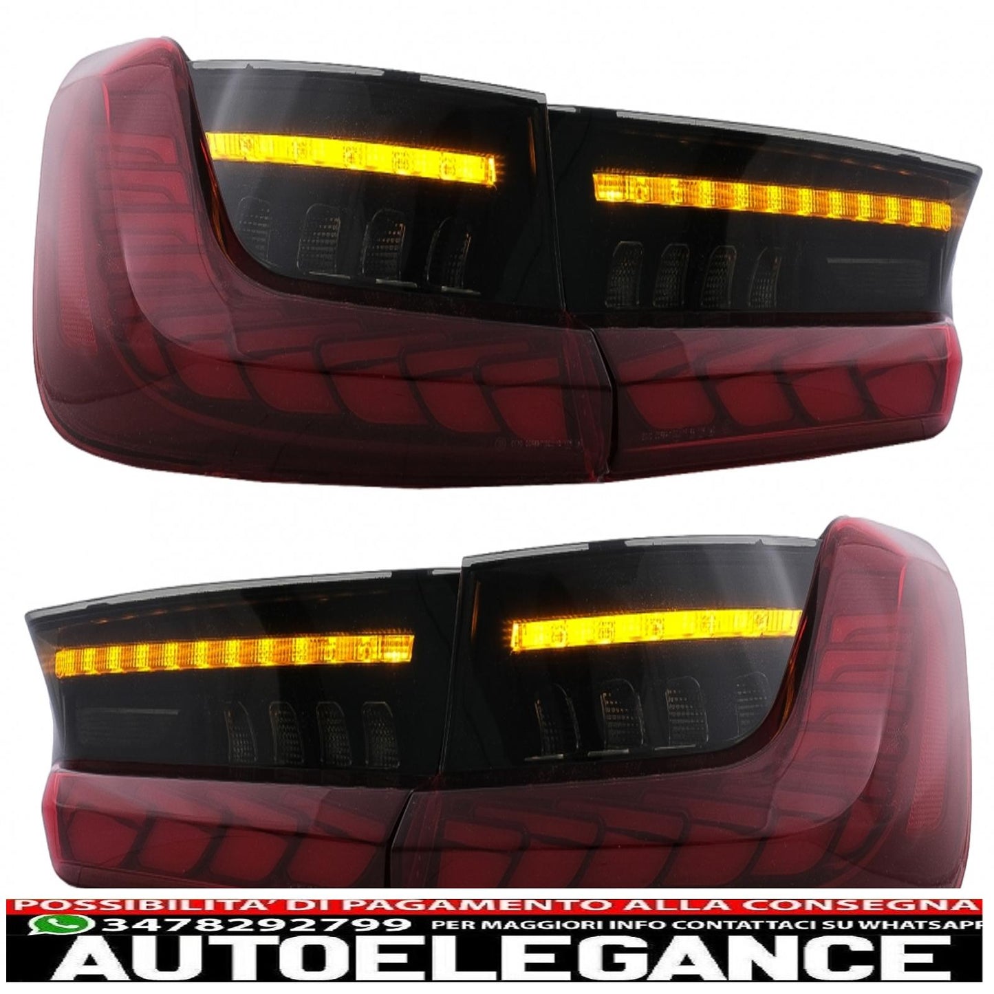 Full LED rear lights suitable for bmw 3 series g20 g28 m3 g80 sedan (2018-2022) smoke red with dynamic sequential turning light