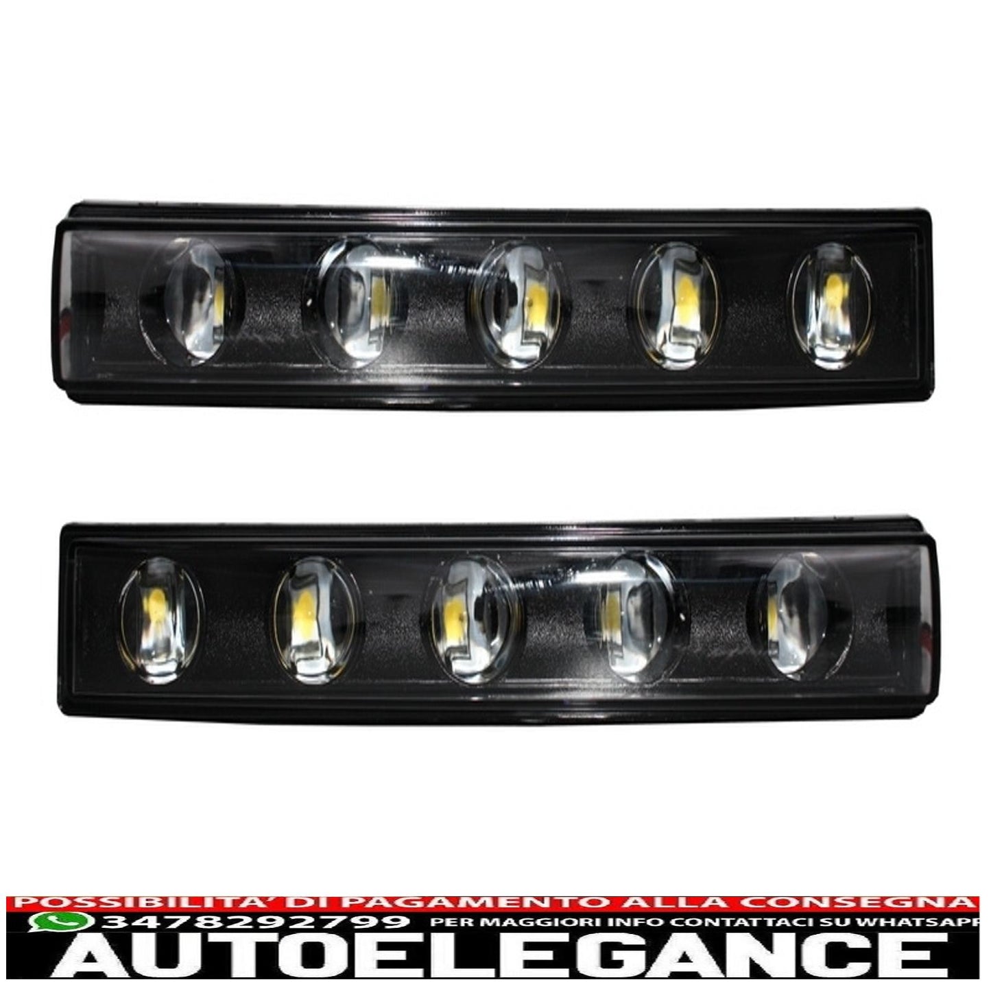 Coprifari neri led drl adatti per mercedes classe g w463 (1989-2012) g65 design con fari bi-xeno AUTOELEGANCERICAMBI