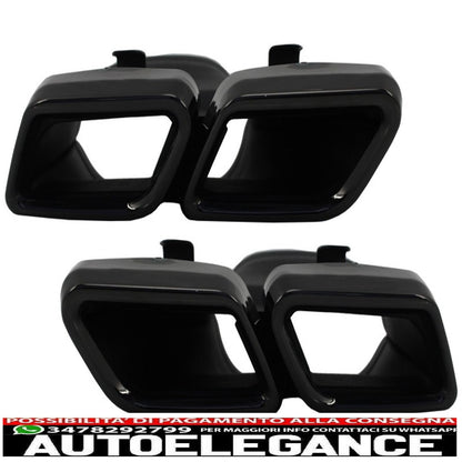 diffusore paraurti posteriore adatto per mercedes classe c w205 s205 (2014-2020) con terminali di scarico design c63 solo per sport pack black edition