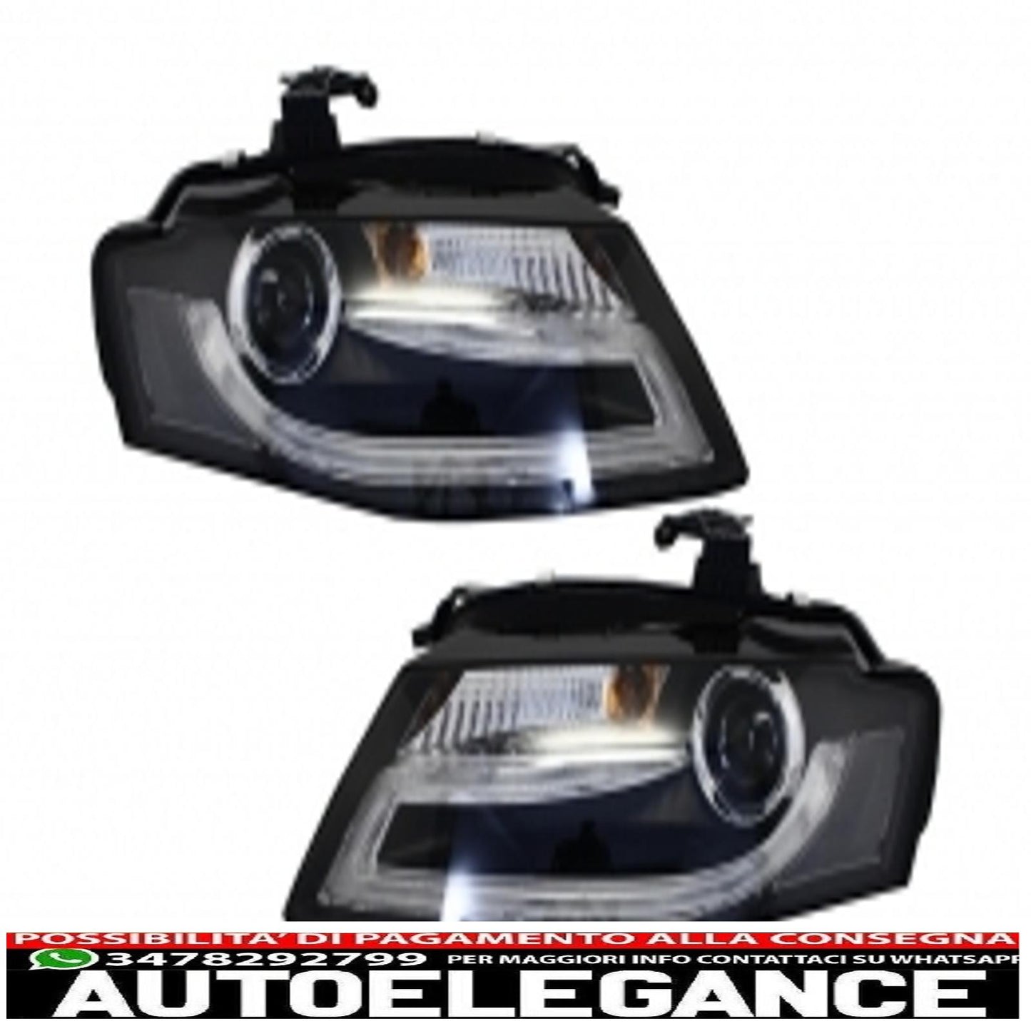 front grille without badge with fog lamp covers and led drl headlights suitable for audi a4 b8 8k (2008-2011) rs design piano black