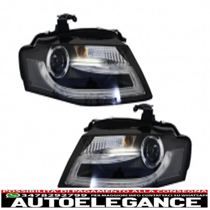 front grille without badge with fog lamp covers and led drl headlights suitable for audi a4 b8 8k (2008-2011) rs design piano black