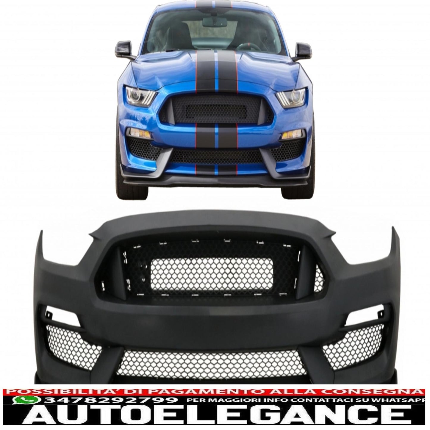 front bumper suitable for ford mustang mk6 vi sixth generation (2015-2017) gt350 design