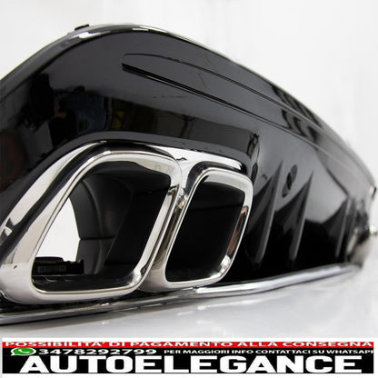 diffusore paraurti posteriore adatto per mercedes classe c w205 s205 (2014-2020) c63s design silver tips solo per amg sport line