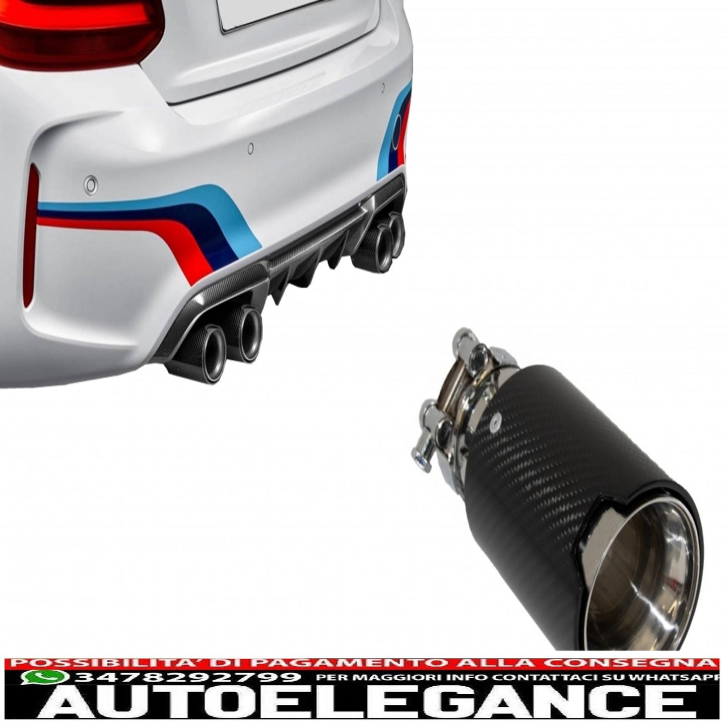 Universal Exhaust Tip Carbon Fiber Glossy Finish Inlet 6.3cm/2.48inch 