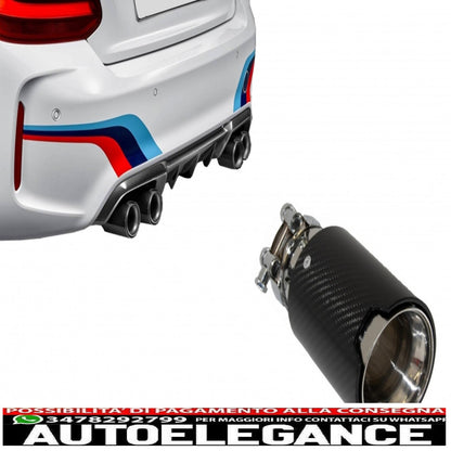 Universal Exhaust Tip Carbon Fiber Glossy Finish Inlet 6.3cm/2.48inch 