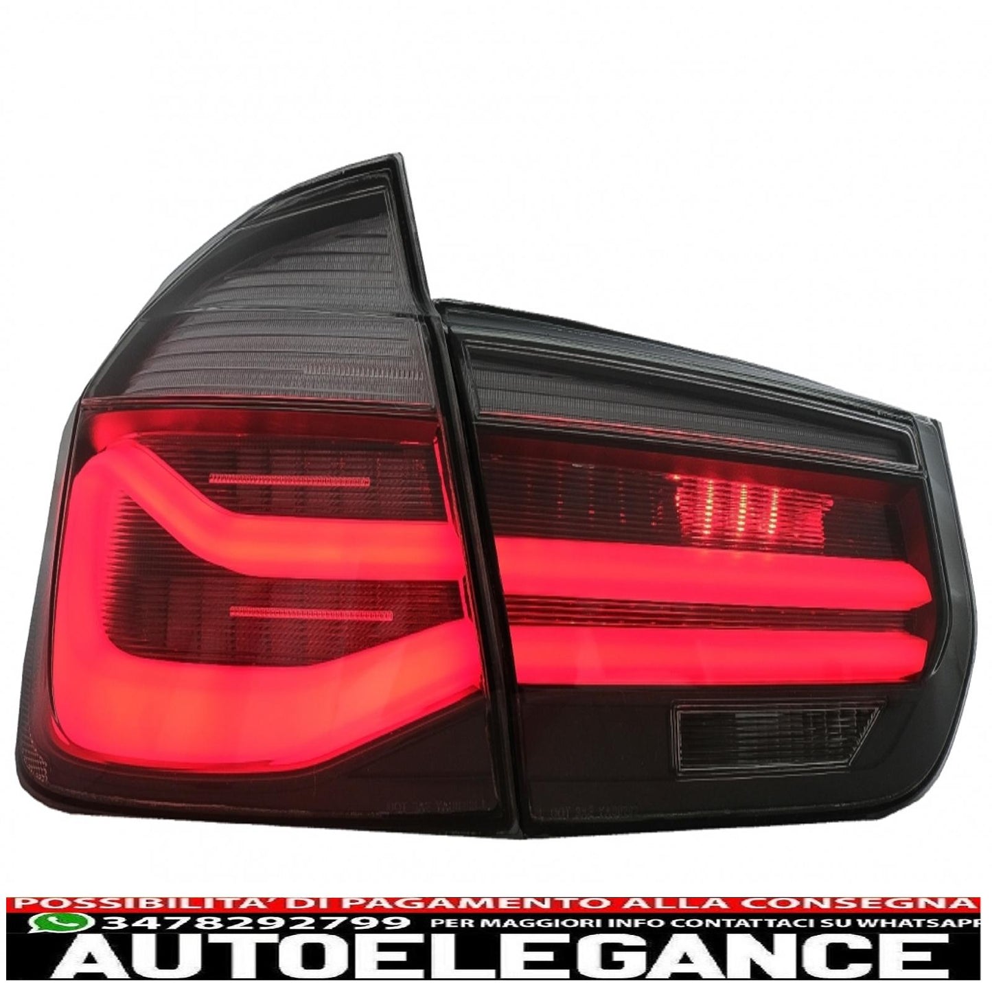 led rear lights m look black line suitable for bmw 3 series f30 pre lci and lci (2011-2019) smoke red conversion to lci design with dynamic sequential cornering lights