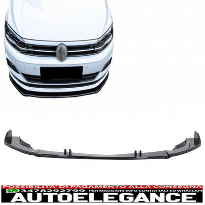 Front bumper lip extension additional spoiler suitable for vw polo aw mk6 (2018-up) piano black