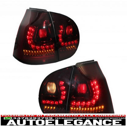 litec led rear lights suitable for vw golf 5 v (2004-2009) red/smoke with dynamic sequential turning light