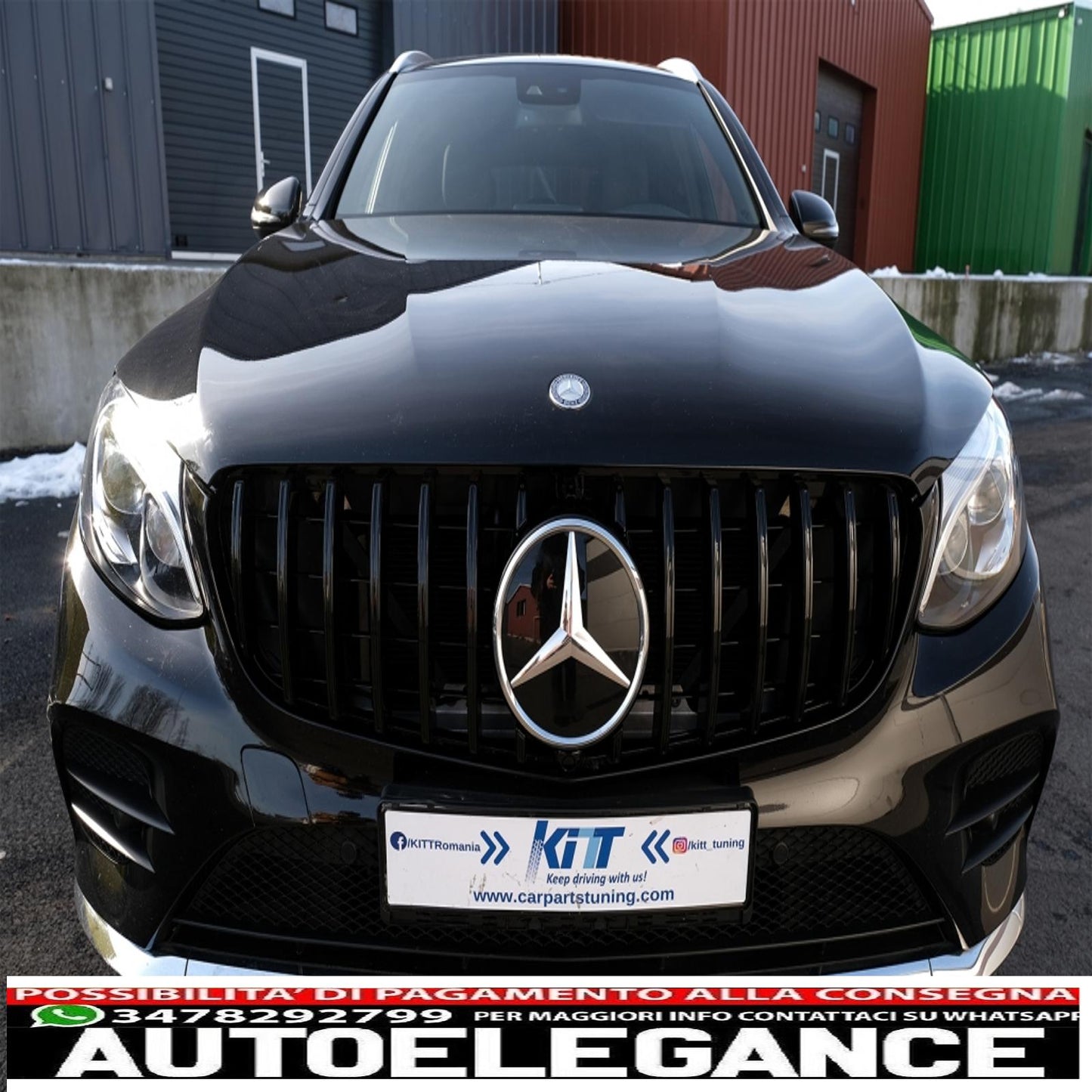 griglia anteriore centrale adatta per mercedes glc x253 c253 (2015-2018) gt r panamericana design tutto nero
