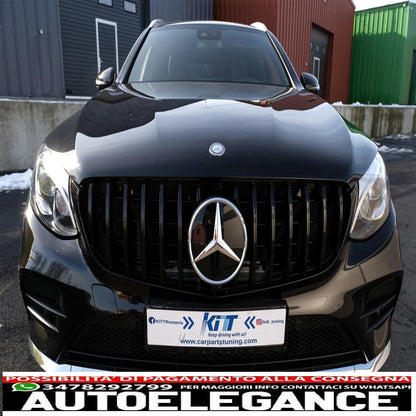 griglia anteriore centrale adatta per mercedes glc x253 c253 (2015-2018) gt r panamericana design tutto nero