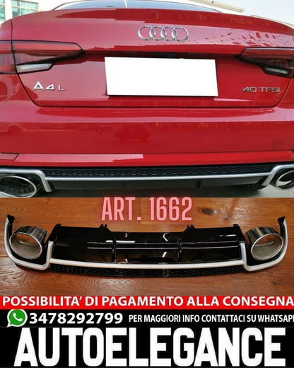 DIFFUSORE POSTERIORE ADATTO PER AUDI A4 B9 8W 2015-2018 LOOK NERO SPORTIVO