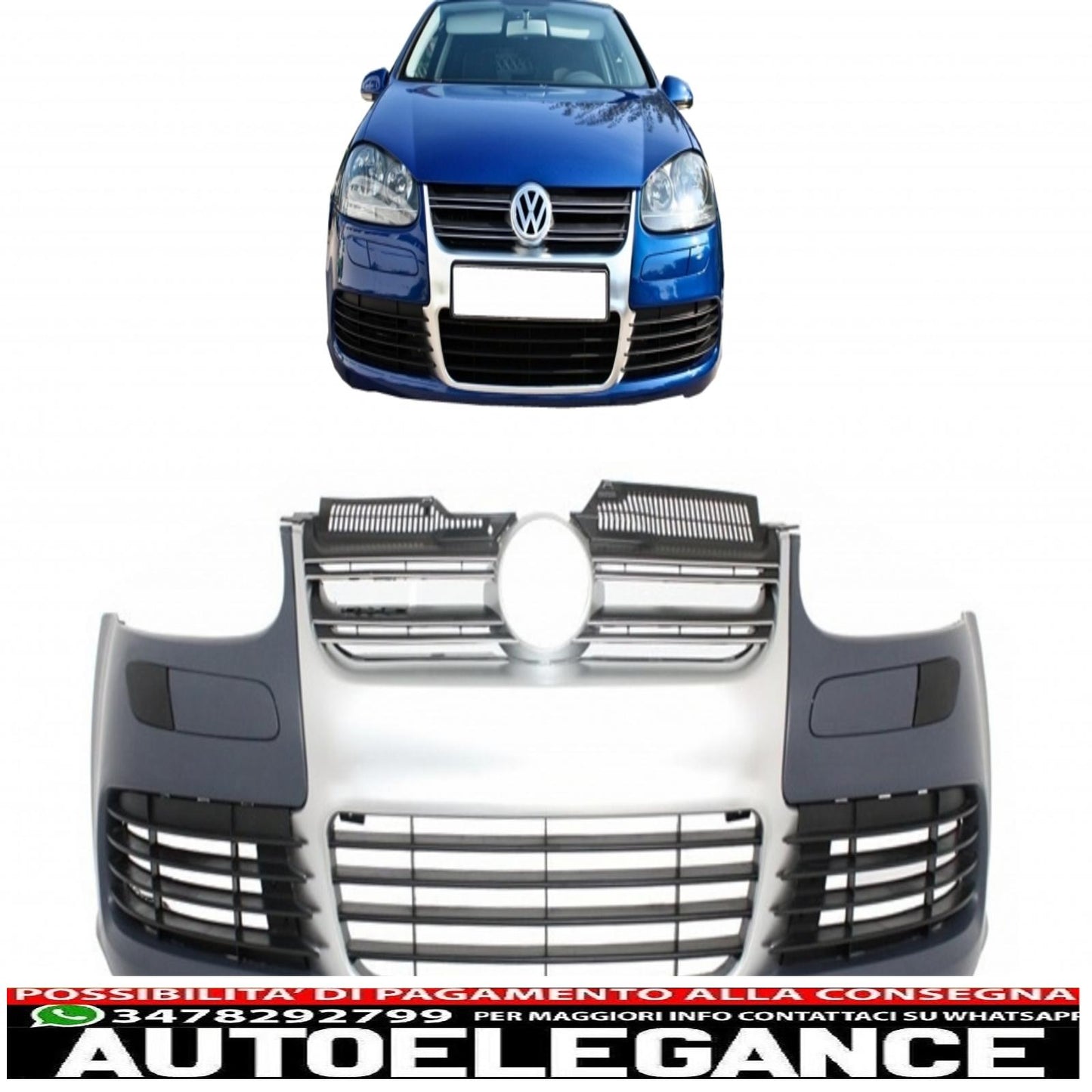 Front bumper suitable for vw golf v 5 (2003-2007) jetta (2005-2010) grille look r32 in brushed aluminum
