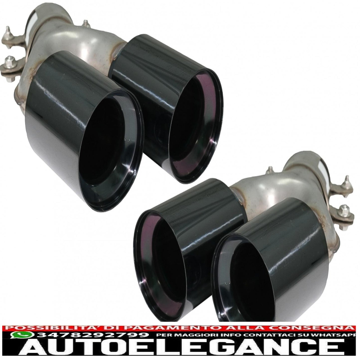 diffusore paraurti posteriore pianoforte nero con terminali di scarico neri adatti per bmw serie 5 g30 g31 limousine touring (2017-2020) design m5