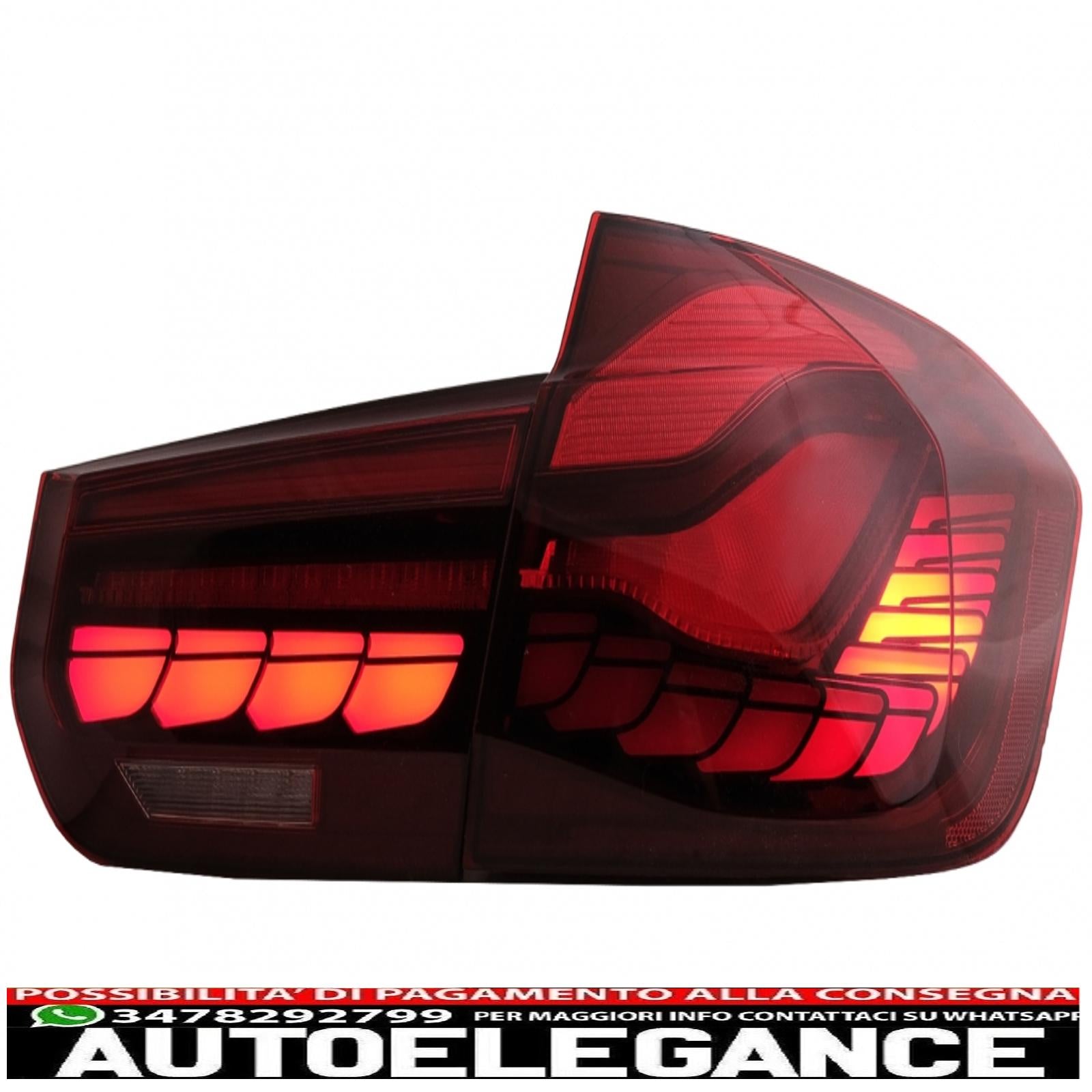 conversione dei fanali posteriori oled al design m4 adatti per bmw serie 3 f30 pre lci e lci (2011-2019) f35 f80 rosso trasparente con luce di svolta sequenziale dinamica AUTOELEGANCERICAMBI
