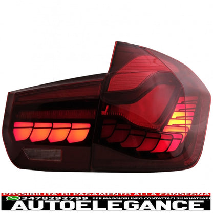 conversione dei fanali posteriori oled al design m4 adatti per bmw serie 3 f30 pre lci e lci (2011-2019) f35 f80 rosso trasparente con luce di svolta sequenziale dinamica AUTOELEGANCERICAMBI