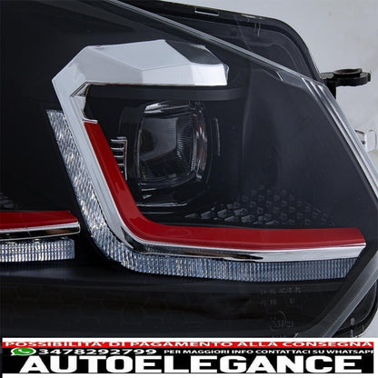 led headlights suitable for vw golf 6 vi (2008-2013) with g7.5 gti look red facelift smooth dynamic sequential cornering lights left hand drive 