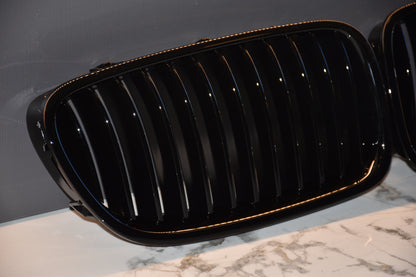 GRIGLIA ADATTA PER BMW SERIE 5 F10 F11 SINGOLA FASCIA LOOK NERO LUCIDO