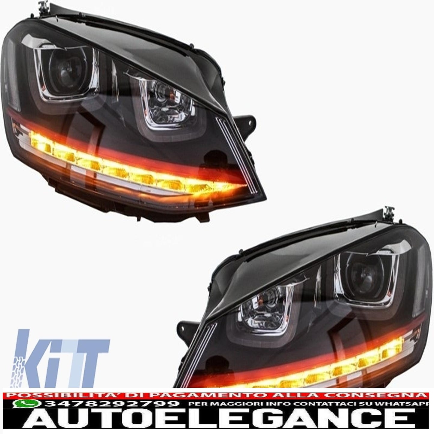 Front bumper suitable for vw golf vii golf 7 from 2013 onwards gti look with 3d led red headlights drl direction indicators and grille 