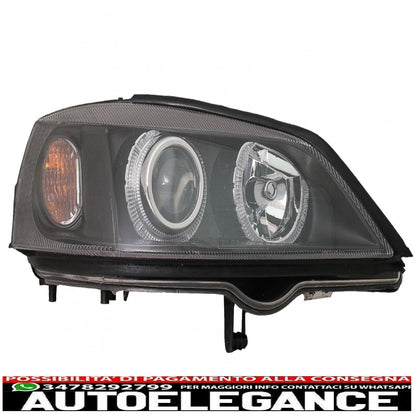 black angel eye headlights with front grille without badge for opel vauxhall astra g (1998-2004) left or right hand drive 