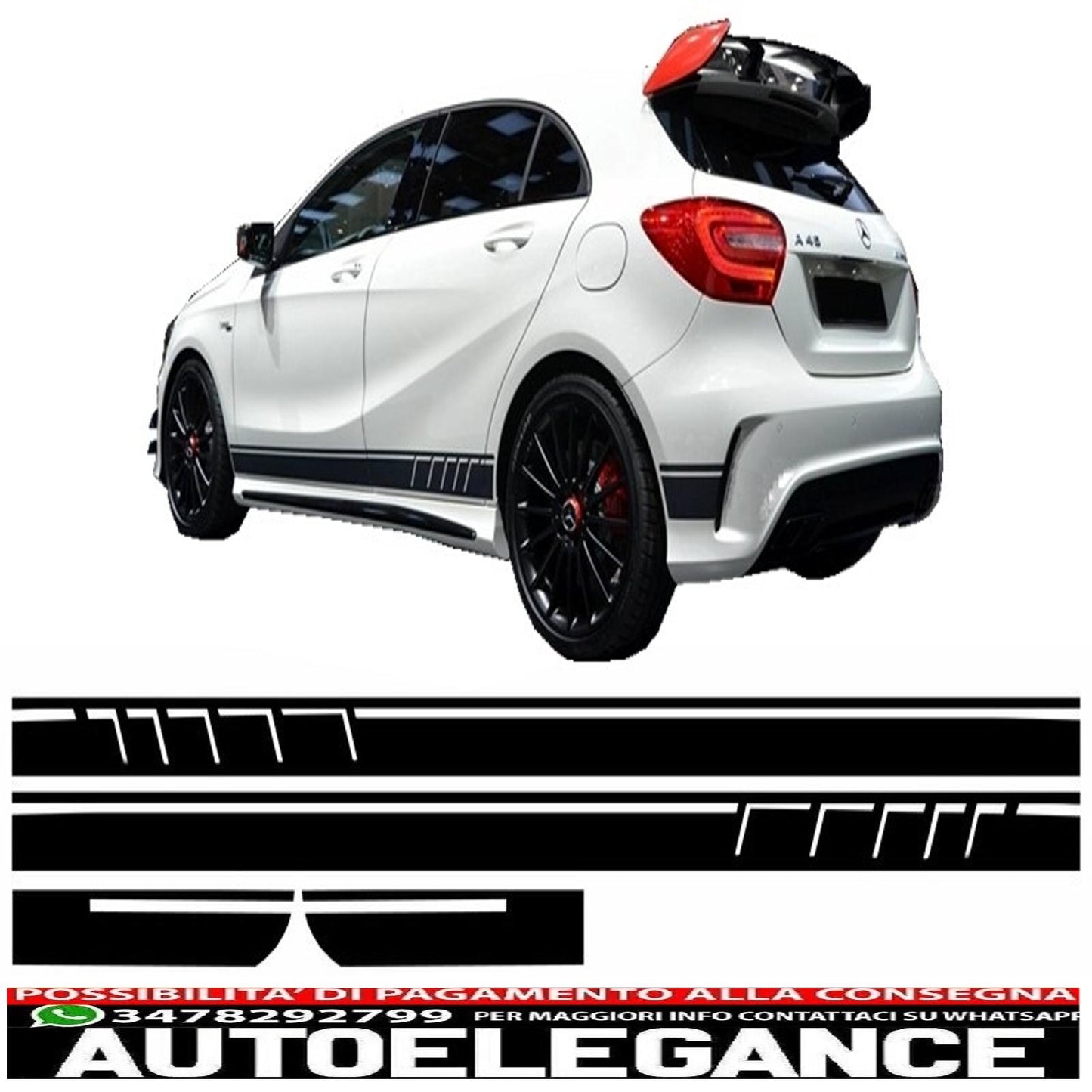 side decals matt black vinyl sticker suitable for mercedes cla w117 c117 x117 (2013-2016) a class w176 (2012-up)
