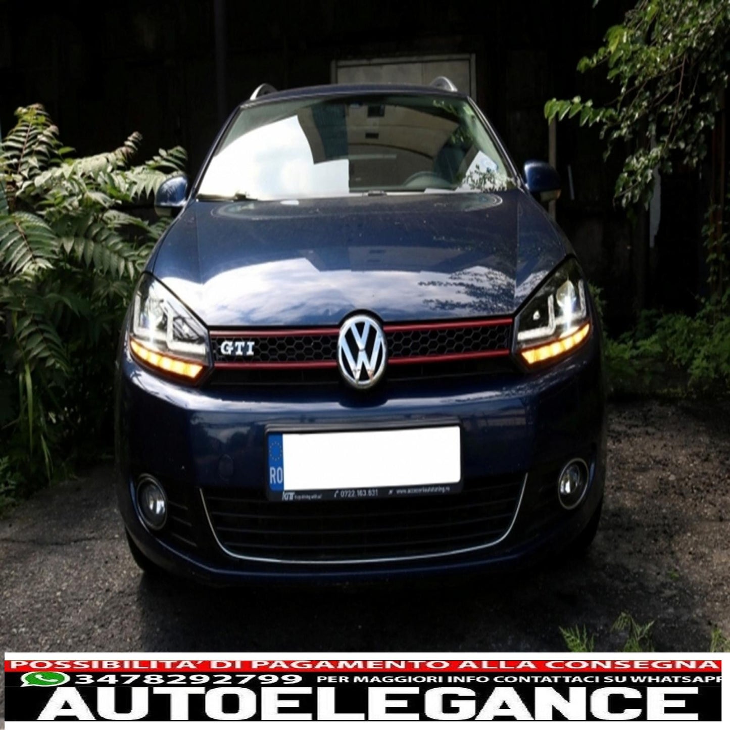 Badgeless Honeycomb Grille with Osram Xenon Headlights Dynamic Sequential LED Turning Lights GTI Design Fit for VW Golf 6 Vi 2008-2012. 