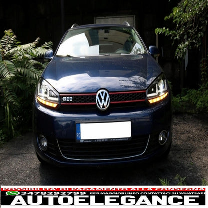 Badgeless Honeycomb Grille with Osram Xenon Headlights Dynamic Sequential LED Turning Lights GTI Design Fit for VW Golf 6 Vi 2008-2012. 
