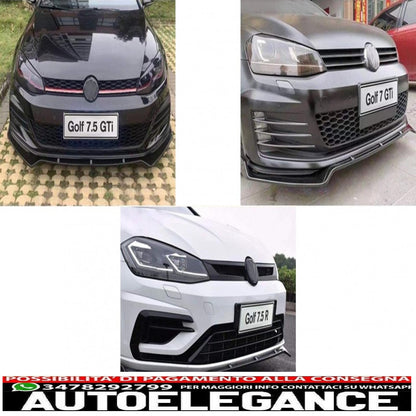 Front Bumper Lip Extension Spoiler Fit For VW Golf 7 GTI 7.5 GTI &amp; R (2013-2020) Piano Black 