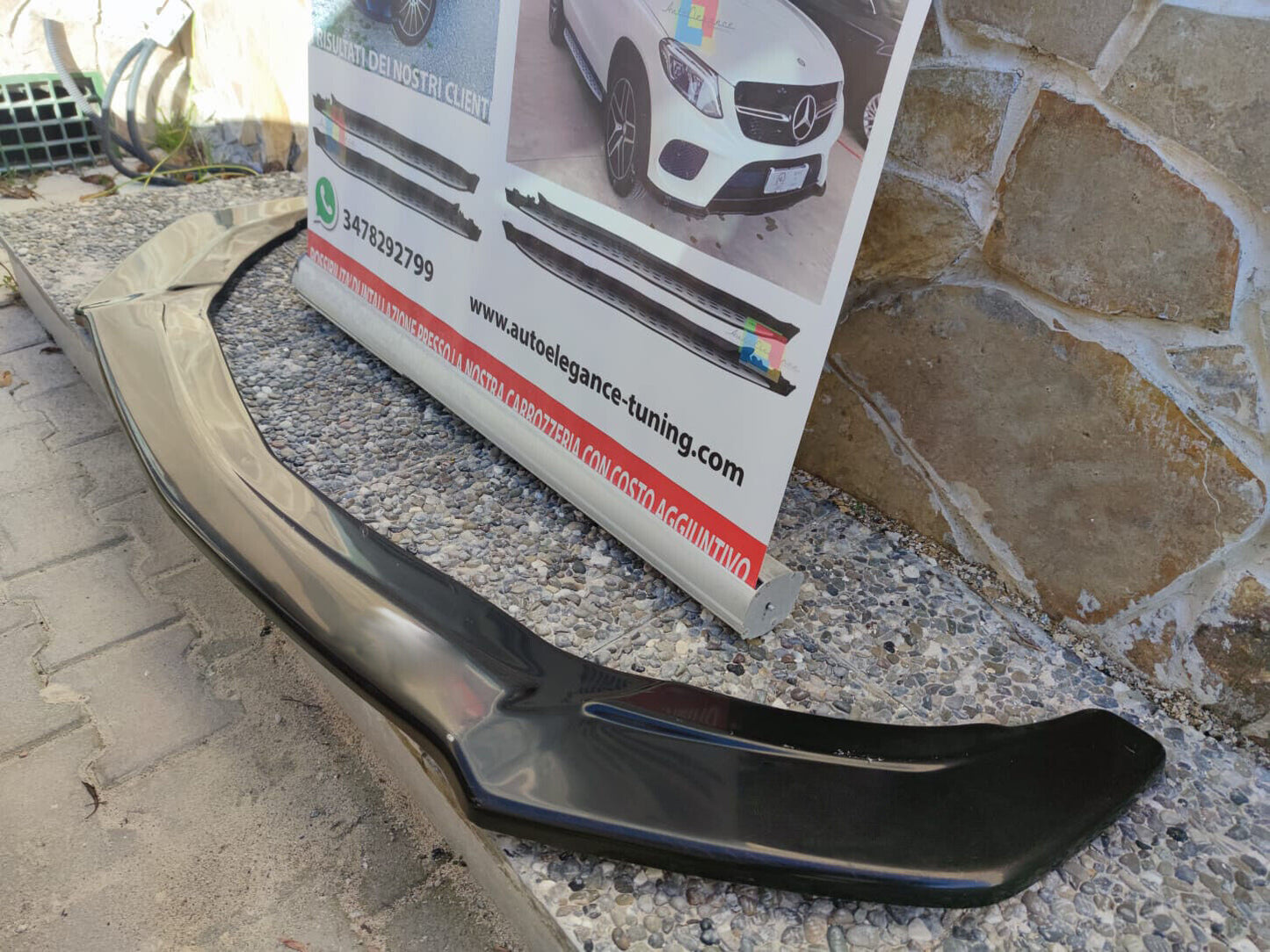 MERCEDES A-CLASS W176 16-18 FRONT BUMPER SPOILER ABS BLACK SPLITTER