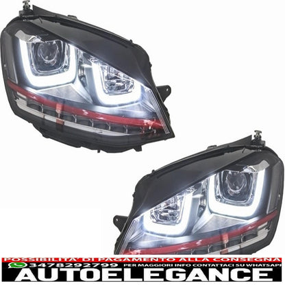 Paraurti anteriore adatto per vw golf vii golf 7 dal 2013 in poi gti look con fari 3d led dlr rossi e griglia