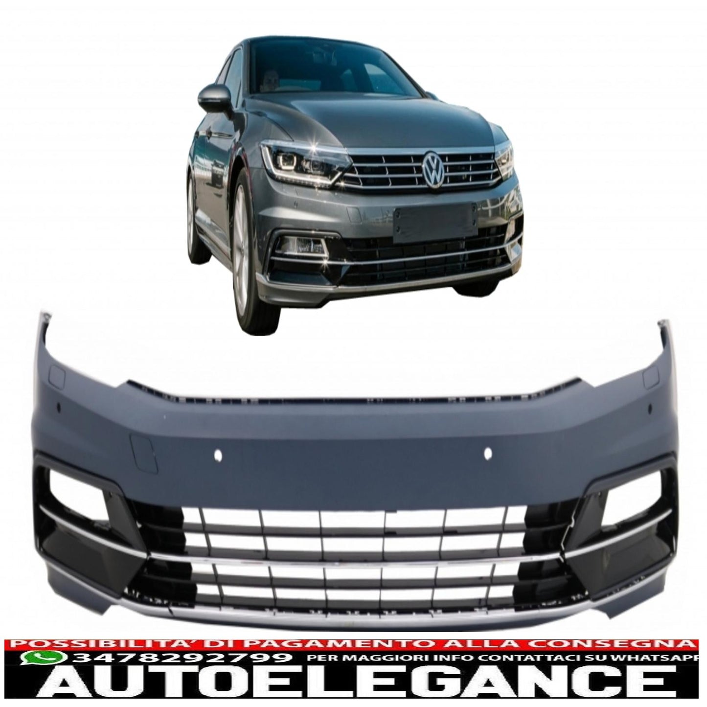 paraurti anteriore adatto per vw passat b8 3g (2015-2018) design r-line