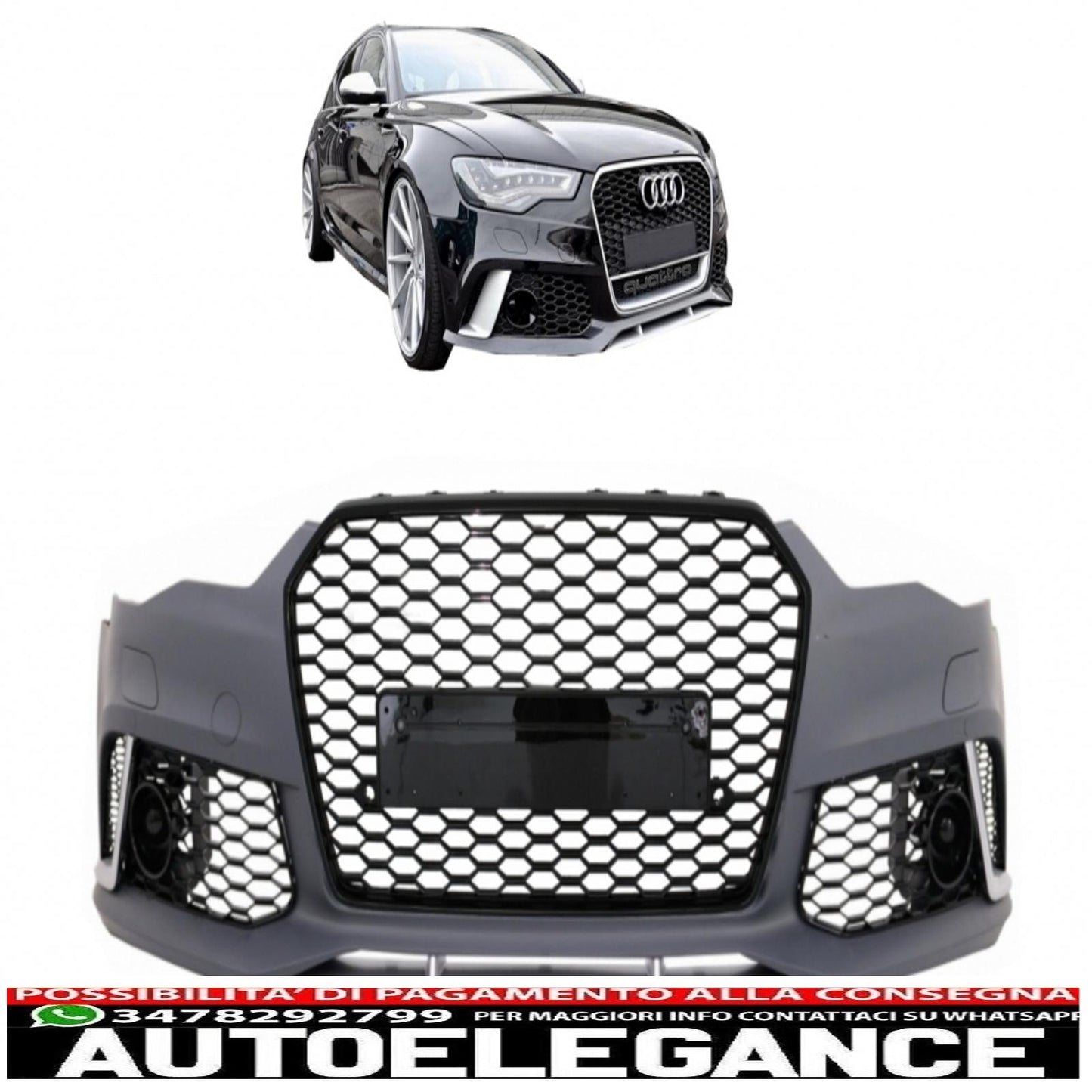 paraurti anteriore adatto per audi a6 c7 4g (2011-2015) design rs6 con griglia