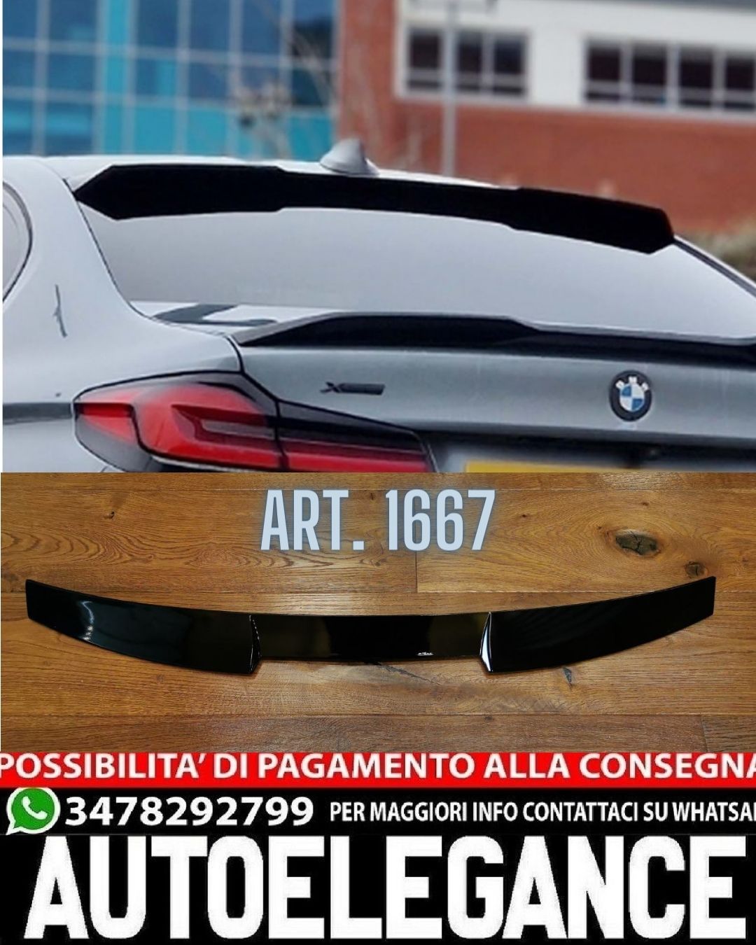 SPOILER ADATTO PER BMW SERIE 5 G30 BERLINA 2016-2020 LOOK NERO LUCIDO