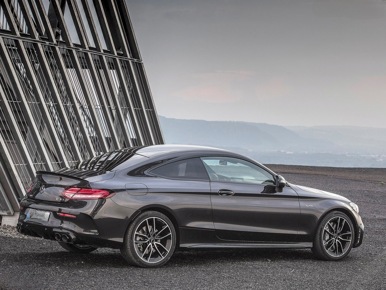 DIFFUSORE ADATTO PER CLASSE C C205 COUPE 2015-2020 AMG LOOK C43 + TERMINALI NERI