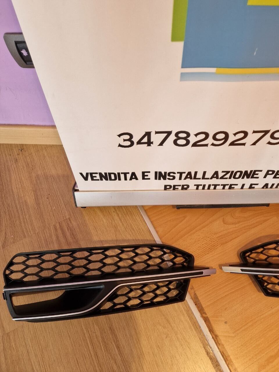GRIGLIE FENDINEBBIA ADATTE PER AUDI A3 8V SLINE 2012-2016 LOOK S3 BAFFO CROMATO