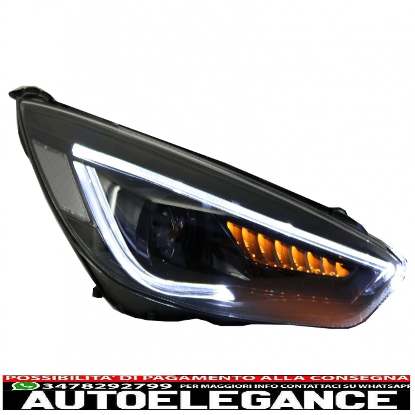 led drl headlights suitable for ford focus iii mk3 (2015-2017) bi-xenon design dynamic and fluid direction indicators demon look
