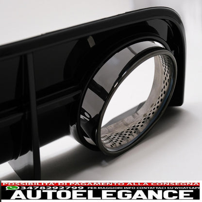 Diffusore mantovana paraurti posteriore e terminali di scarico per audi a6 4g restyling (2015-2018) con griglia anteriore design RS6 solo nero paraurti s-line