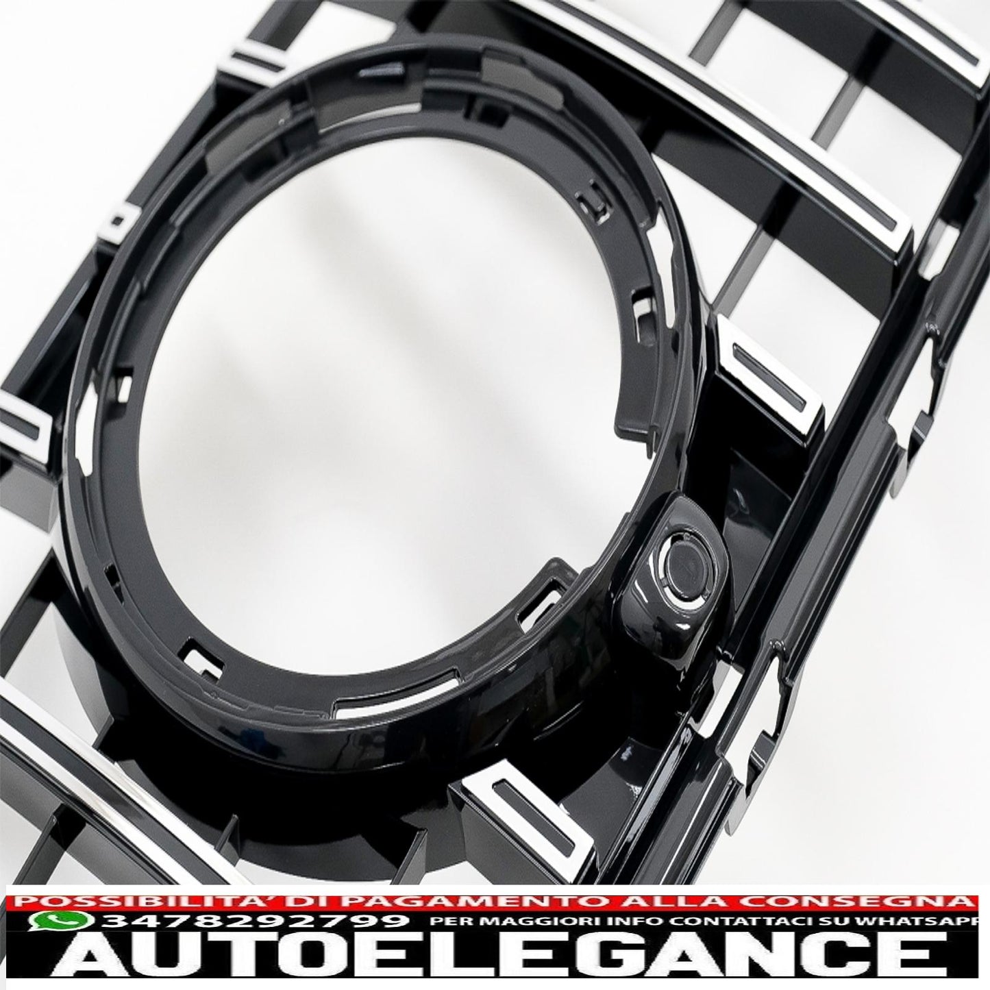 griglia anteriore centrale adatta per mercedes glc x253 c253 facelift (2020 in poi) gtr panamericana design nero cromato