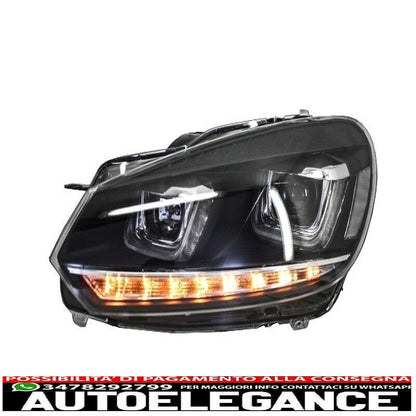 Fari anteriori VW Golf 6 VI 08-13 LED 3D DRL U-Golf 7 Look Light Flowing Flowing
