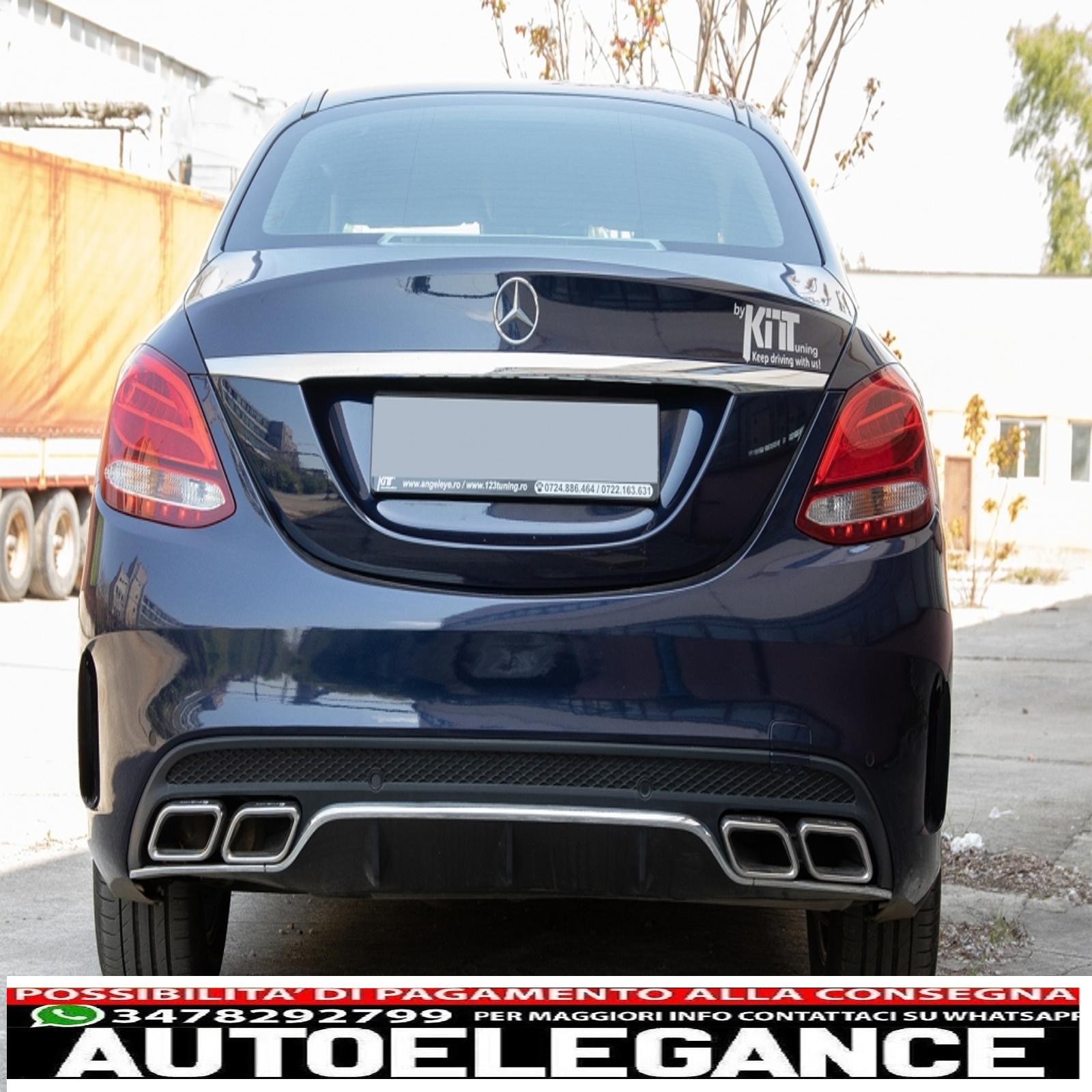 Alette paraurti posteriori alette laterali flic adatte per mercedes classe c w205 (2014-2020) pianoforte nero AUTOELEGANCERICAMBI