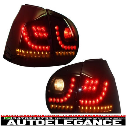 Estensione paraurti posteriore doppia uscita con fanale posteriore led fumé nero e minigonne laterali adatto per vw golf 5 v (2003-2007) design gti